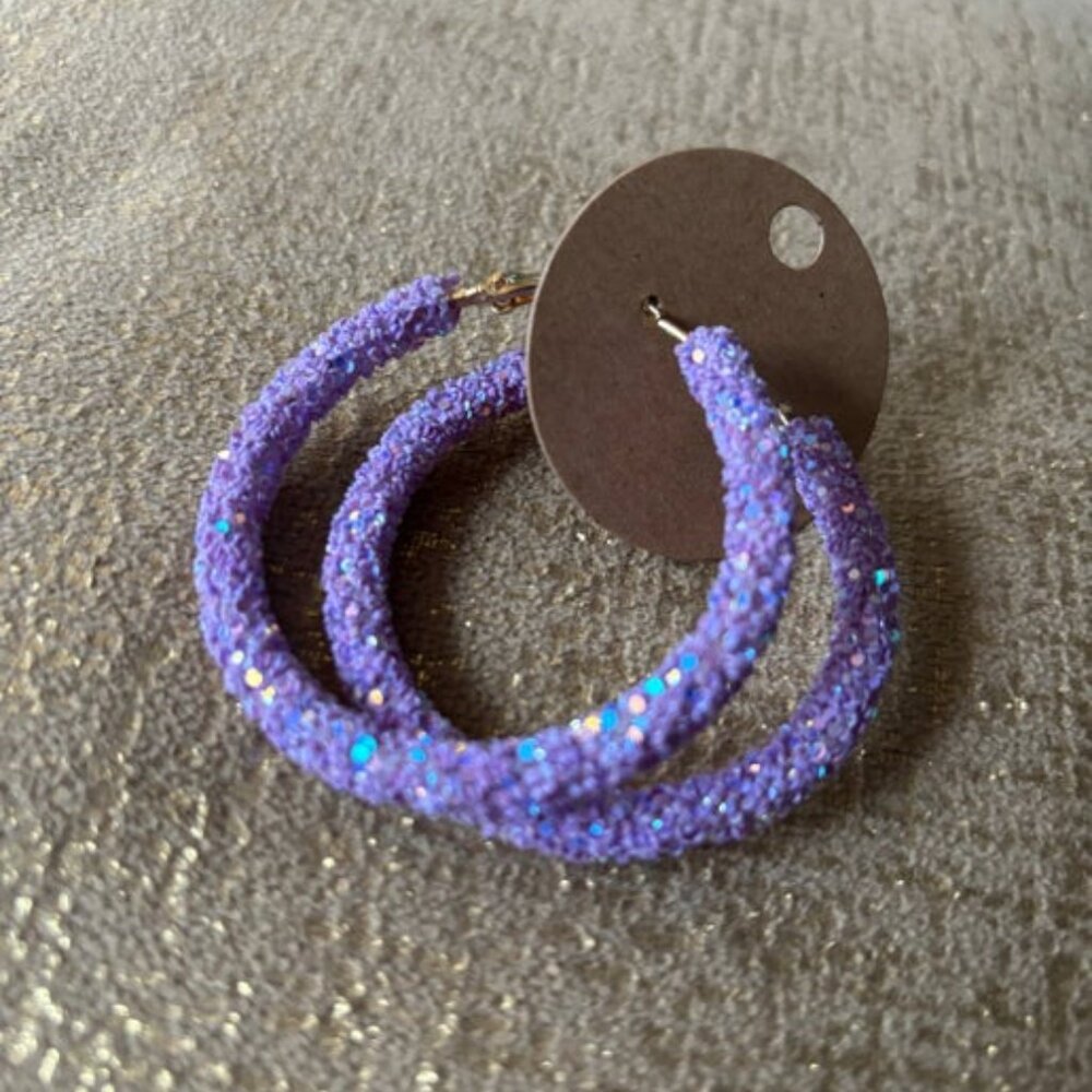 Large Purple Glitter Hoops